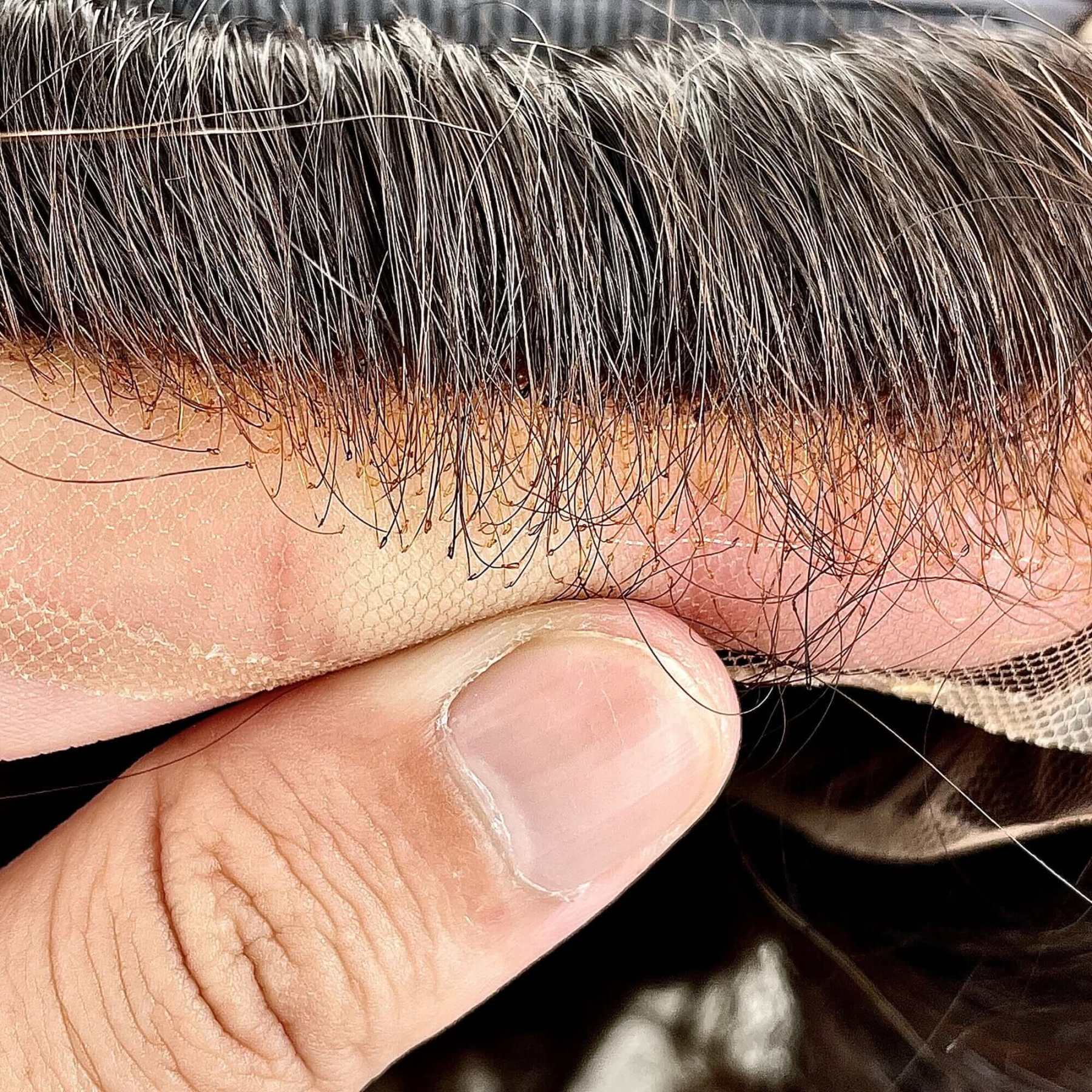 Latest style ANK#3，1B#, Men's Hair replacement System Manufactured by GULOOR wig supplier in Qingdao, China