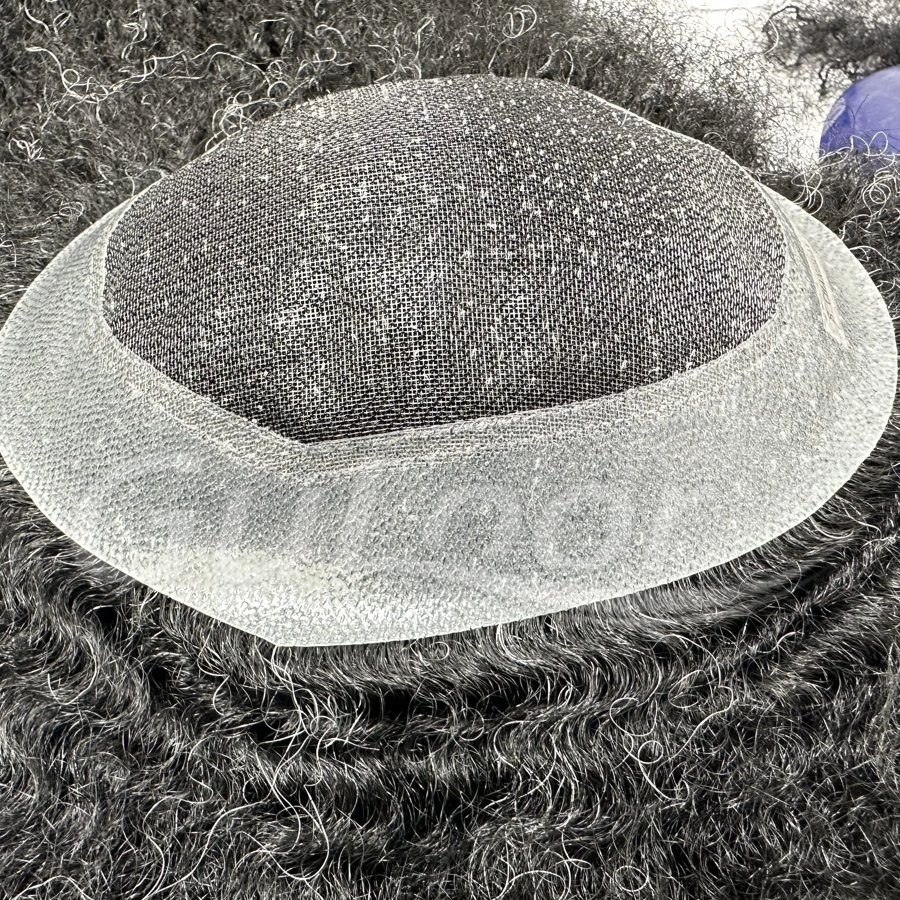 Custom Order Soft Micro Mesh Color #1 With 5% Grey African Style 15mm Men's toupee