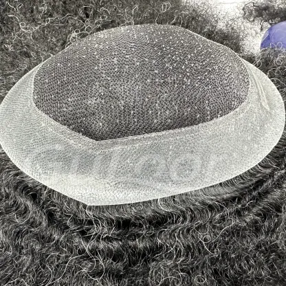 Custom Order Soft Micro Mesh Color #1 With 5% Grey African Style 15mm Men's toupee