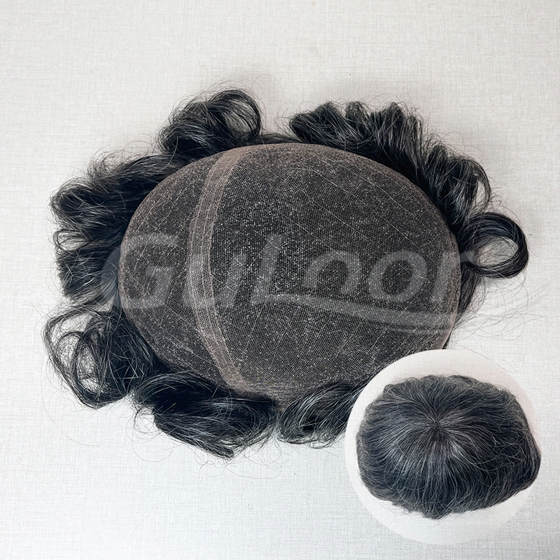 men lace toupee double lace base in the middle--Guloor Hair