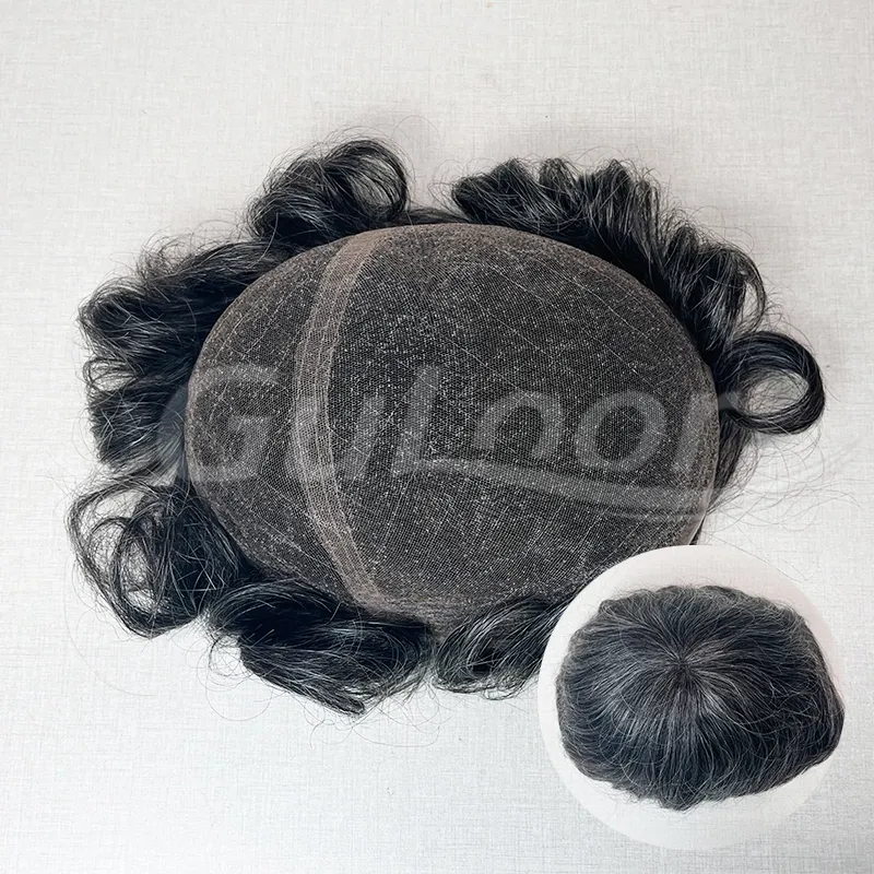 men lace toupee double lace base in the middle--Guloor Hair