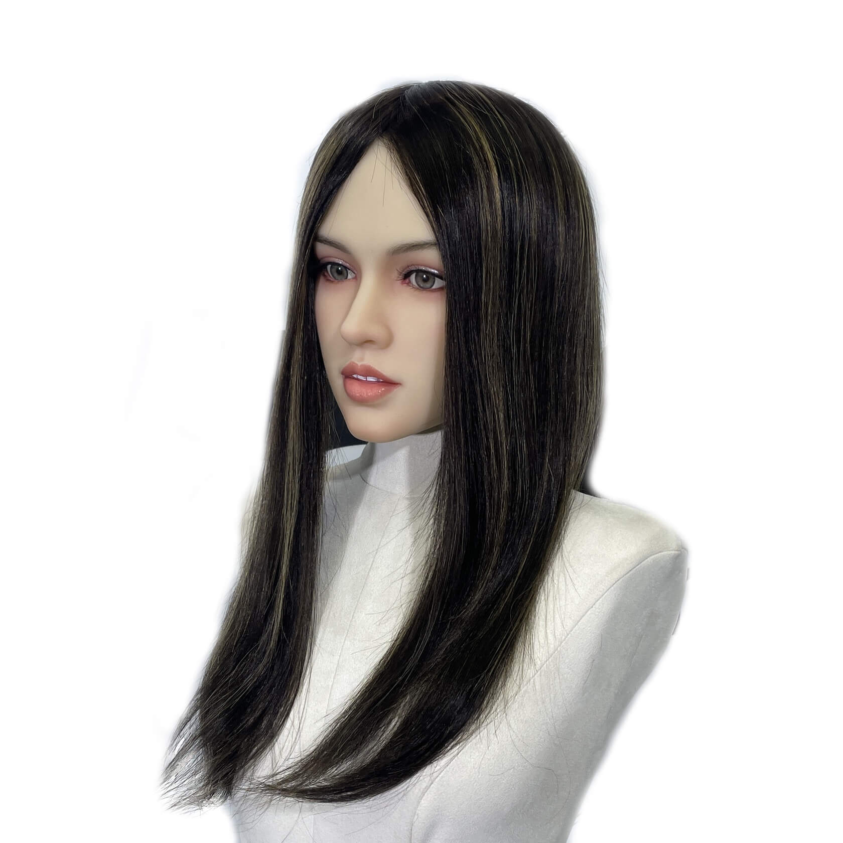 Custom style ：Mono Silk Topper  Color #highlight  Women's Topper 18 inch | Guloor Hair