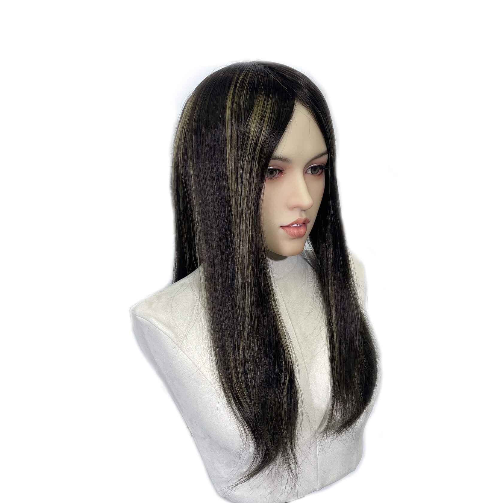 Custom style ：Mono Silk Topper  Color #highlight  Women's Topper 18 inch | Guloor Hair