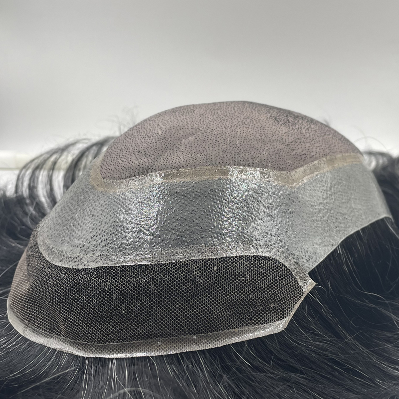 Fine Mono with Thin Skin and Lace Front Stock Hairpieces for Men