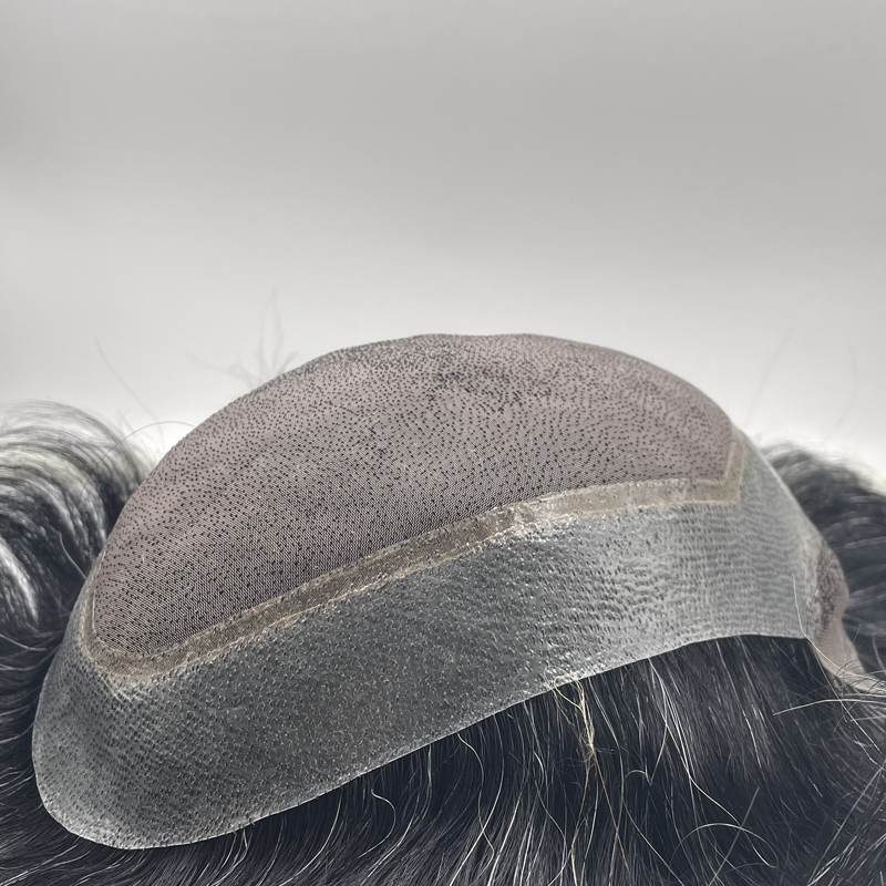 Fine Mono with Thin Skin and Lace Front Stock Hairpieces for Men