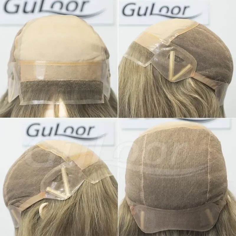 New Stock Jewish Medical Wigs14Inches Silk Top Front Lace All Hand Tied Made Color#16/10/8 100% Chineses Virgin Hair-Guloor