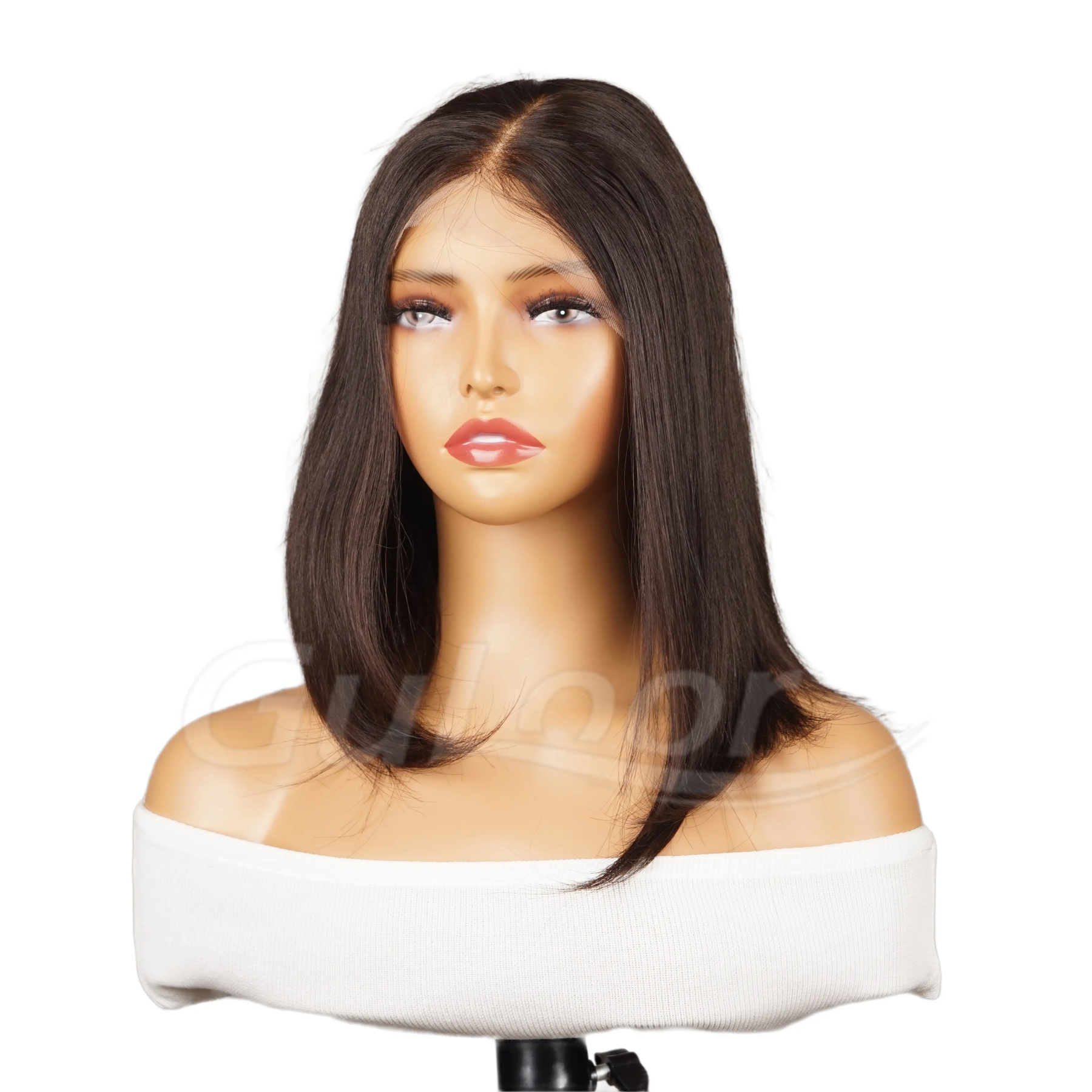 Natural Straight 16 Inches 100% Human Hair Front Lace Wig Color H-001