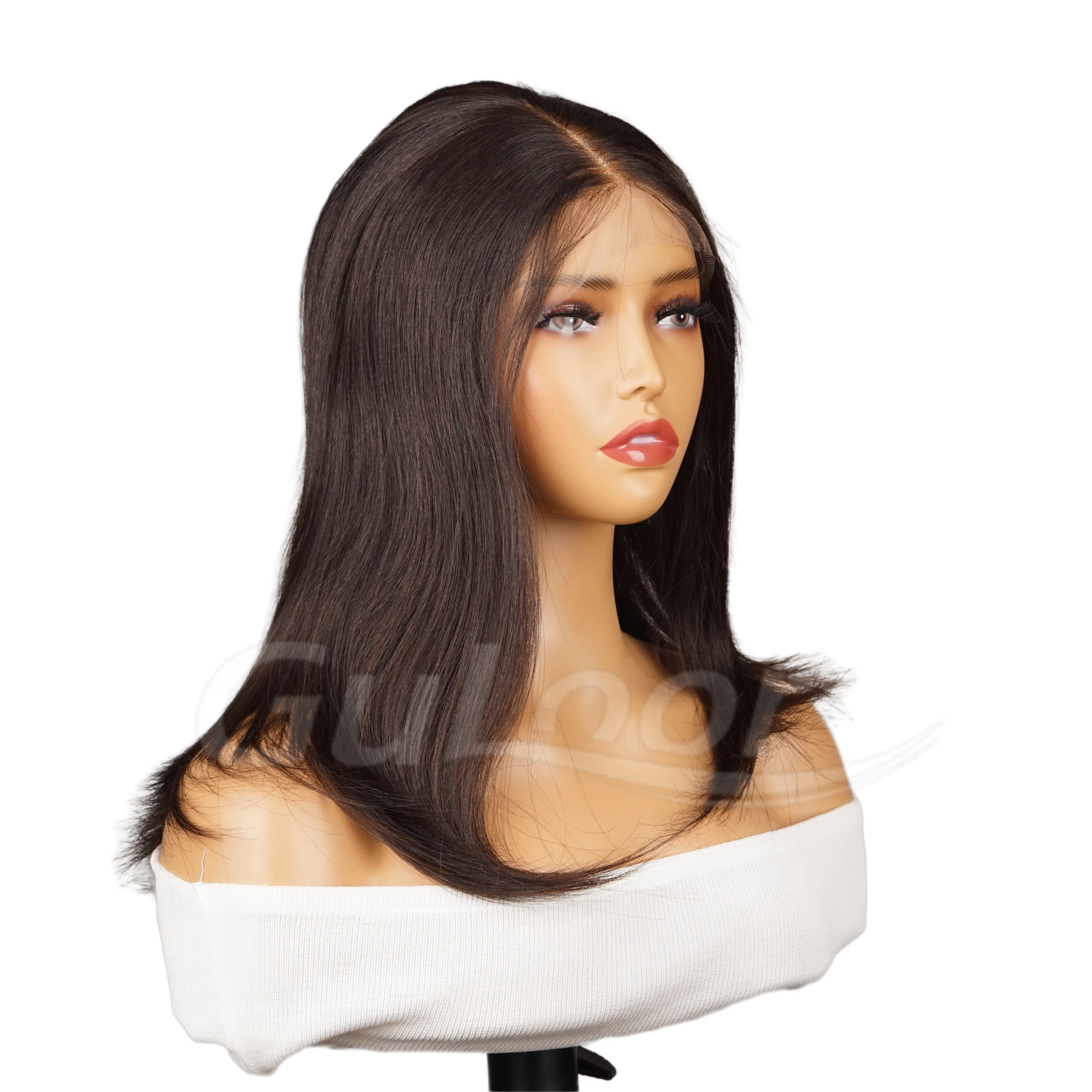 Natural Straight 18 Inches 100% Human Hair Front Lace Wig Color H-001