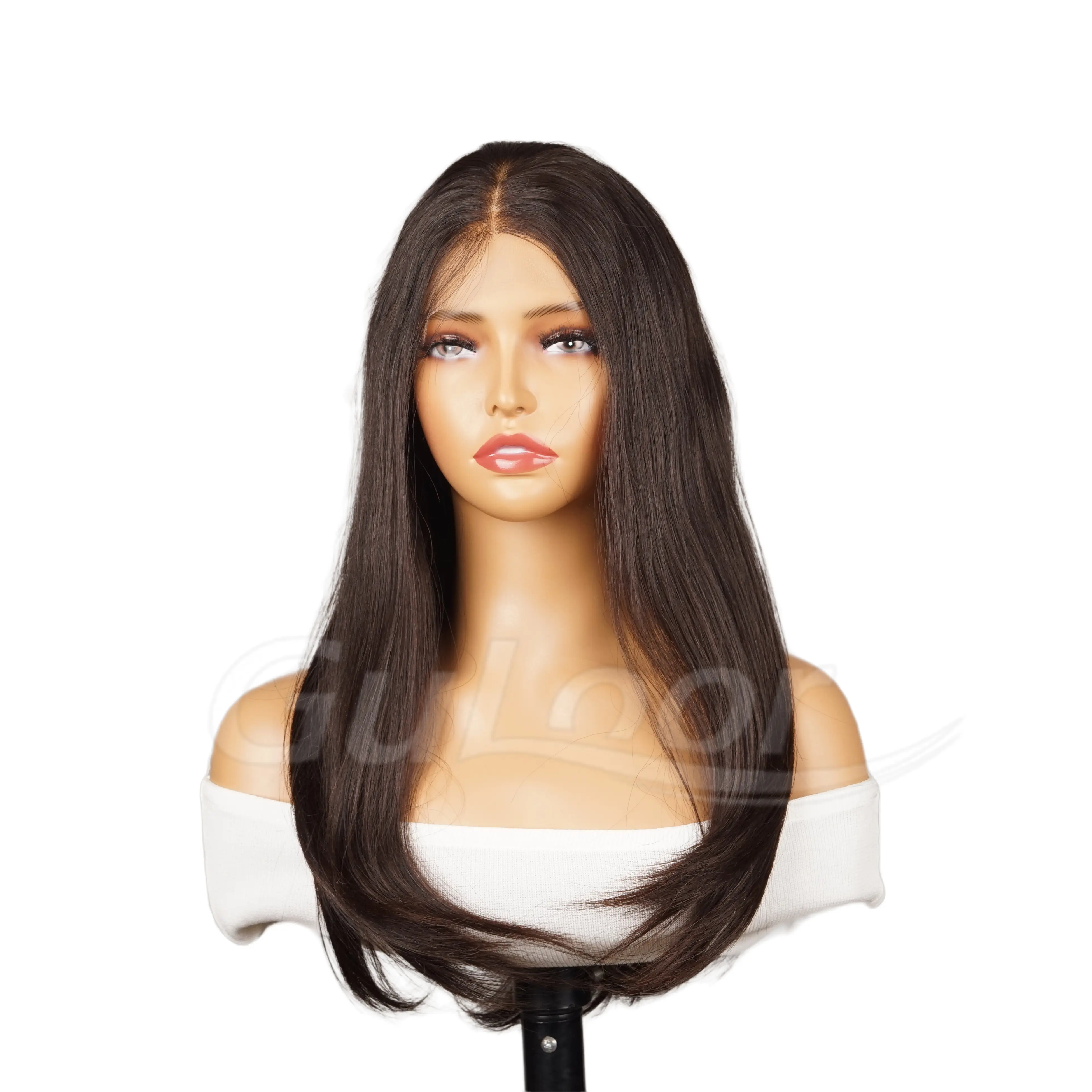 Natural Straight 22 Inches 100% Human Hair Front Lace Wig Color H-001