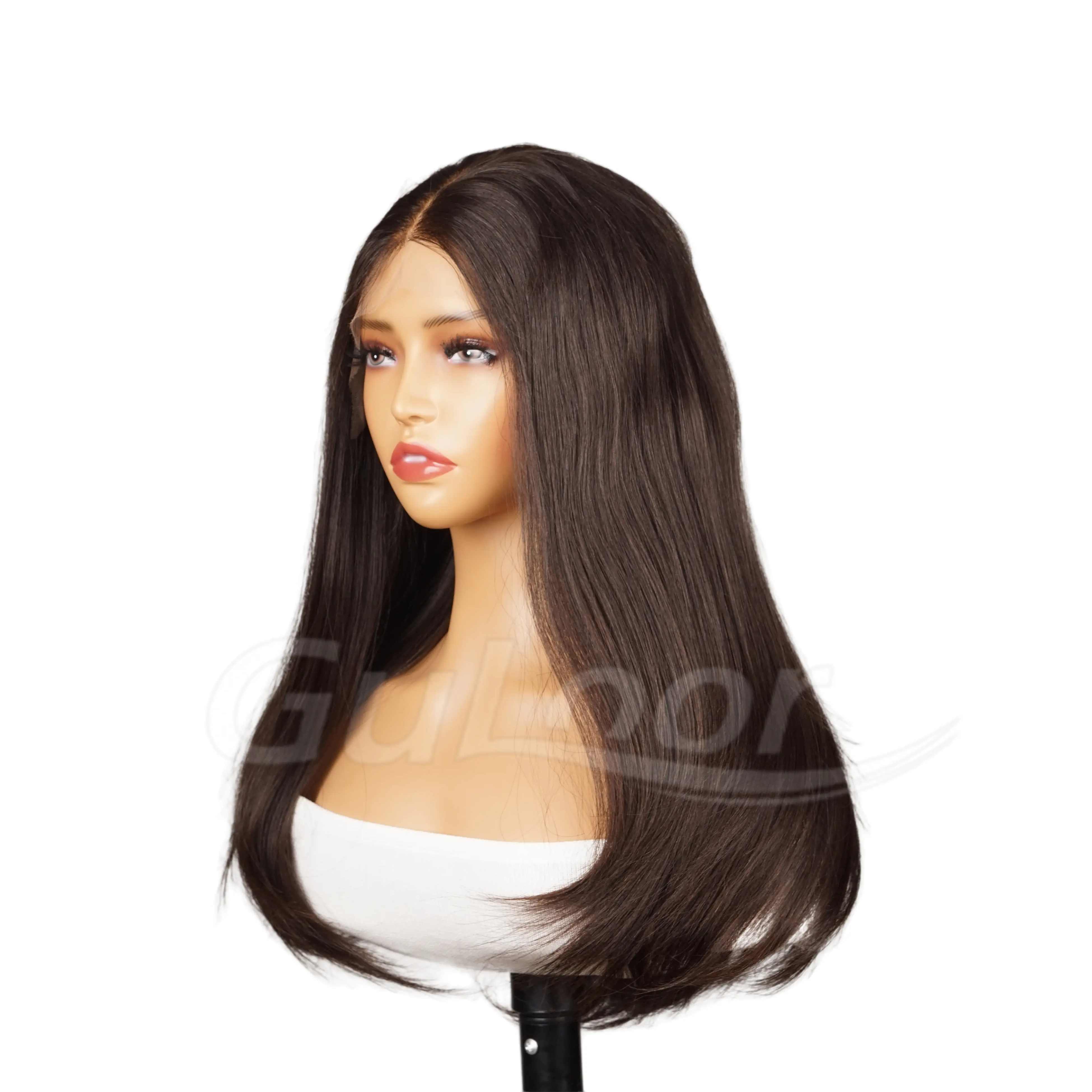 Natural Straight 22 Inches 100% Human Hair Front Lace Wig Color H-001