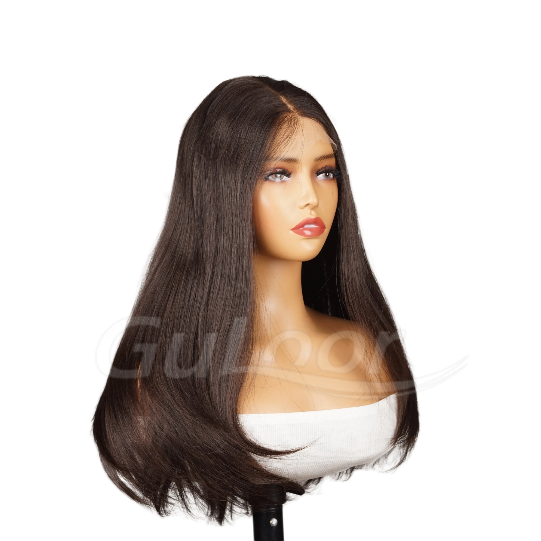 Natural Straight 22 Inches 100% Human Hair Front Lace Wig Color H-001