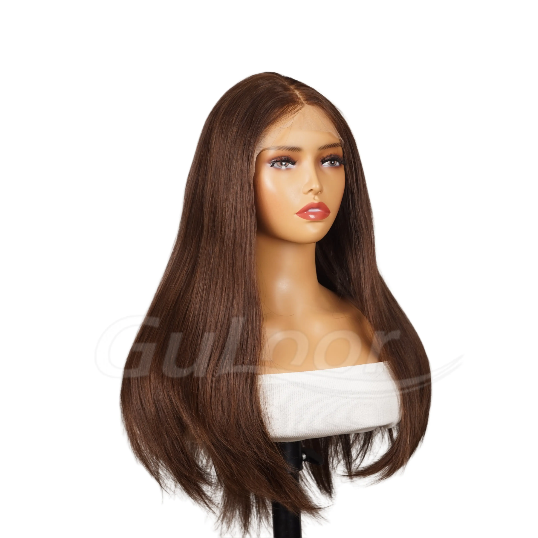 Natural Straight 24 Inches 100% Human Hair Front Lace Wig Color H-004