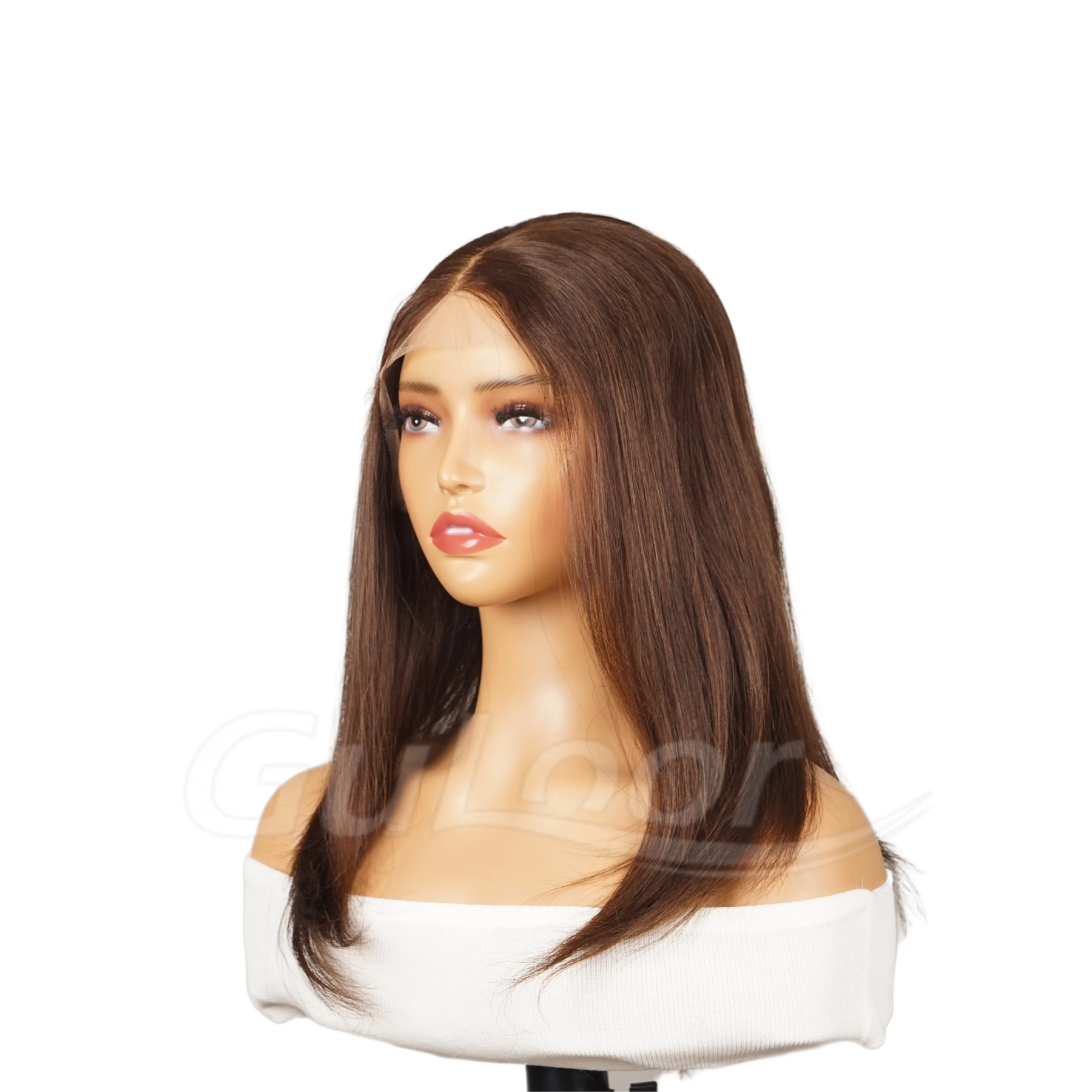 Natural Straight 18 Inches 100% Human Hair Front Lace Wig Color H-004
