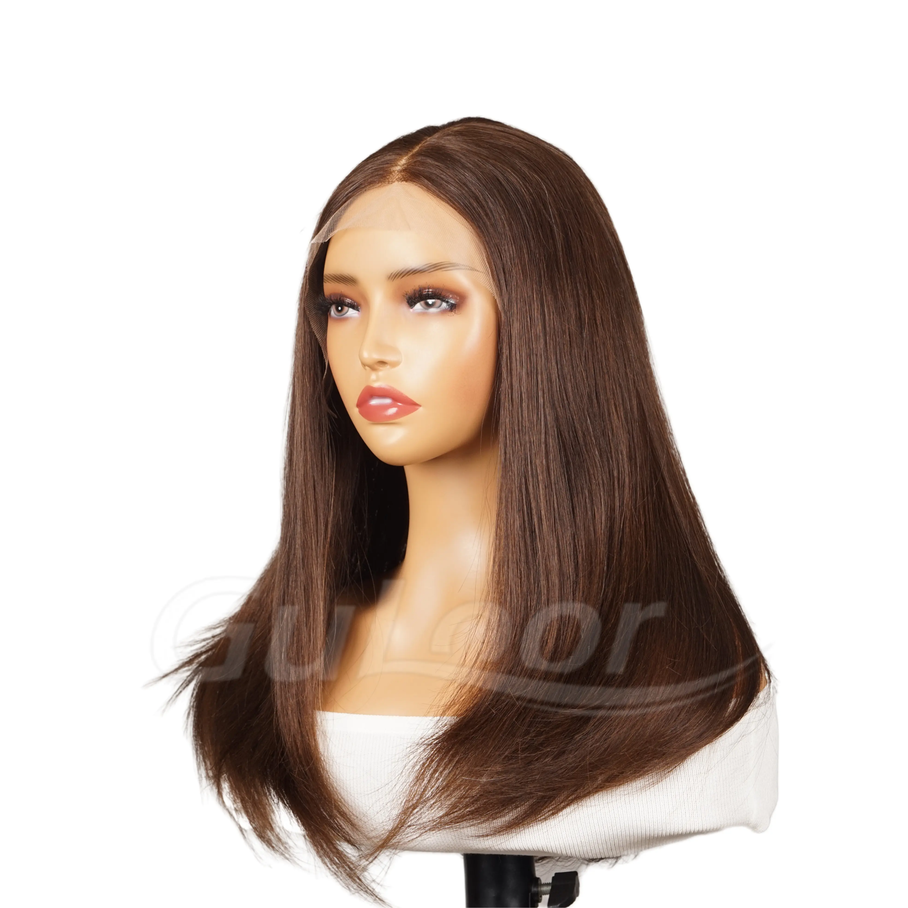 Natural Straight 20 Inches 100% Human Hair Front Lace Wig Color H-004