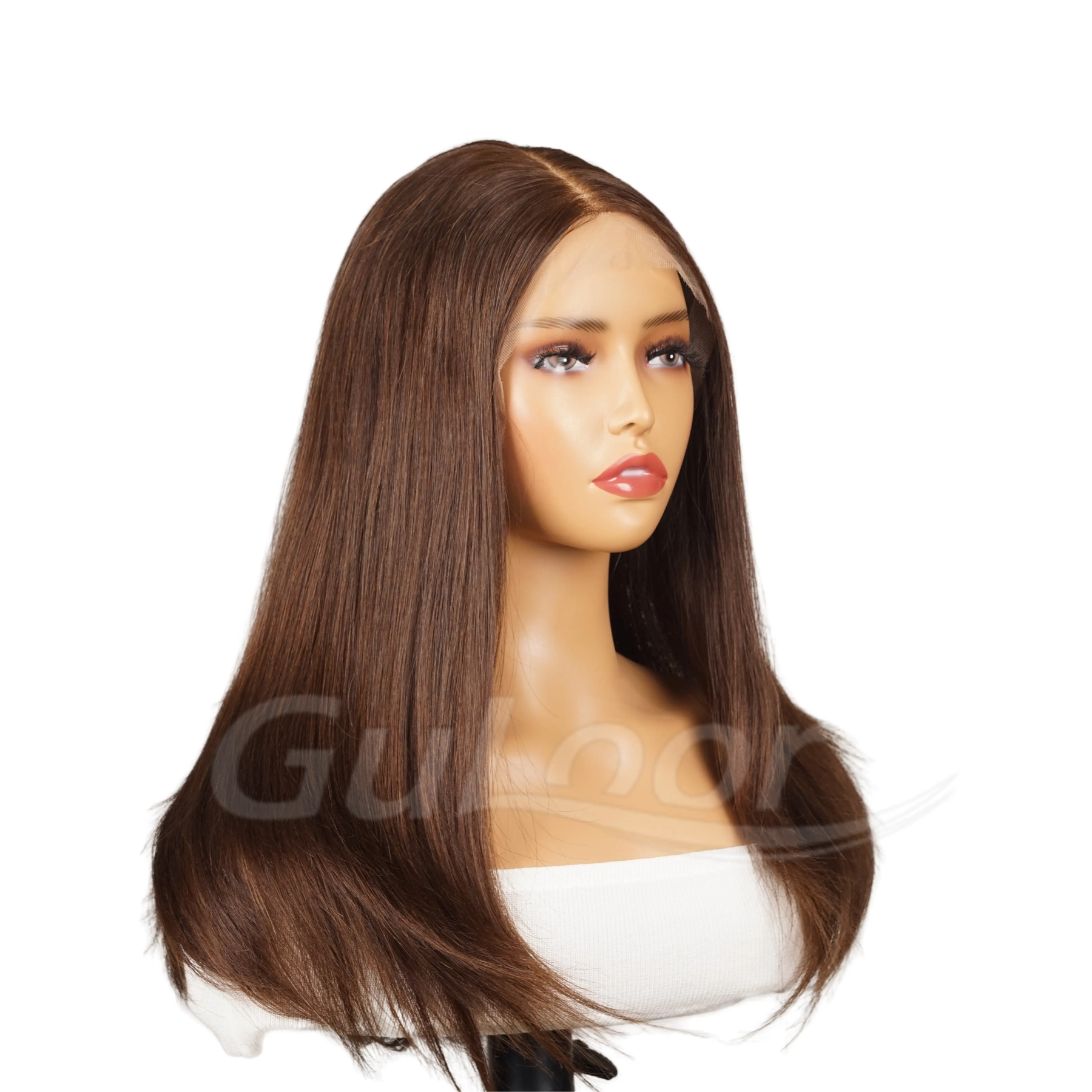 Natural Straight 20 Inches 100% Human Hair Front Lace Wig Color H-004