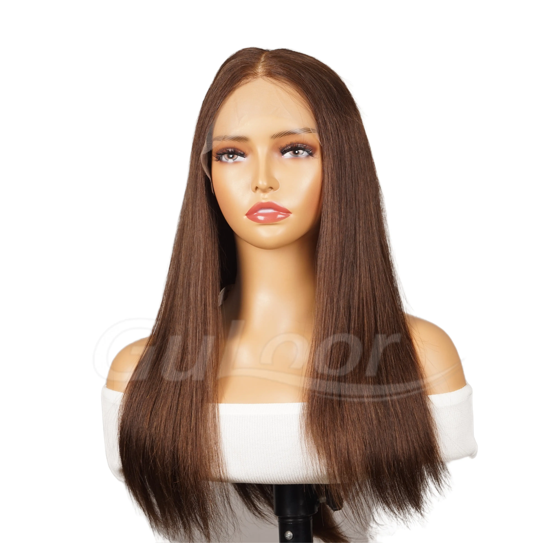 Natural Straight 22 Inches 100% Human Hair Front Lace Wig Color H-004