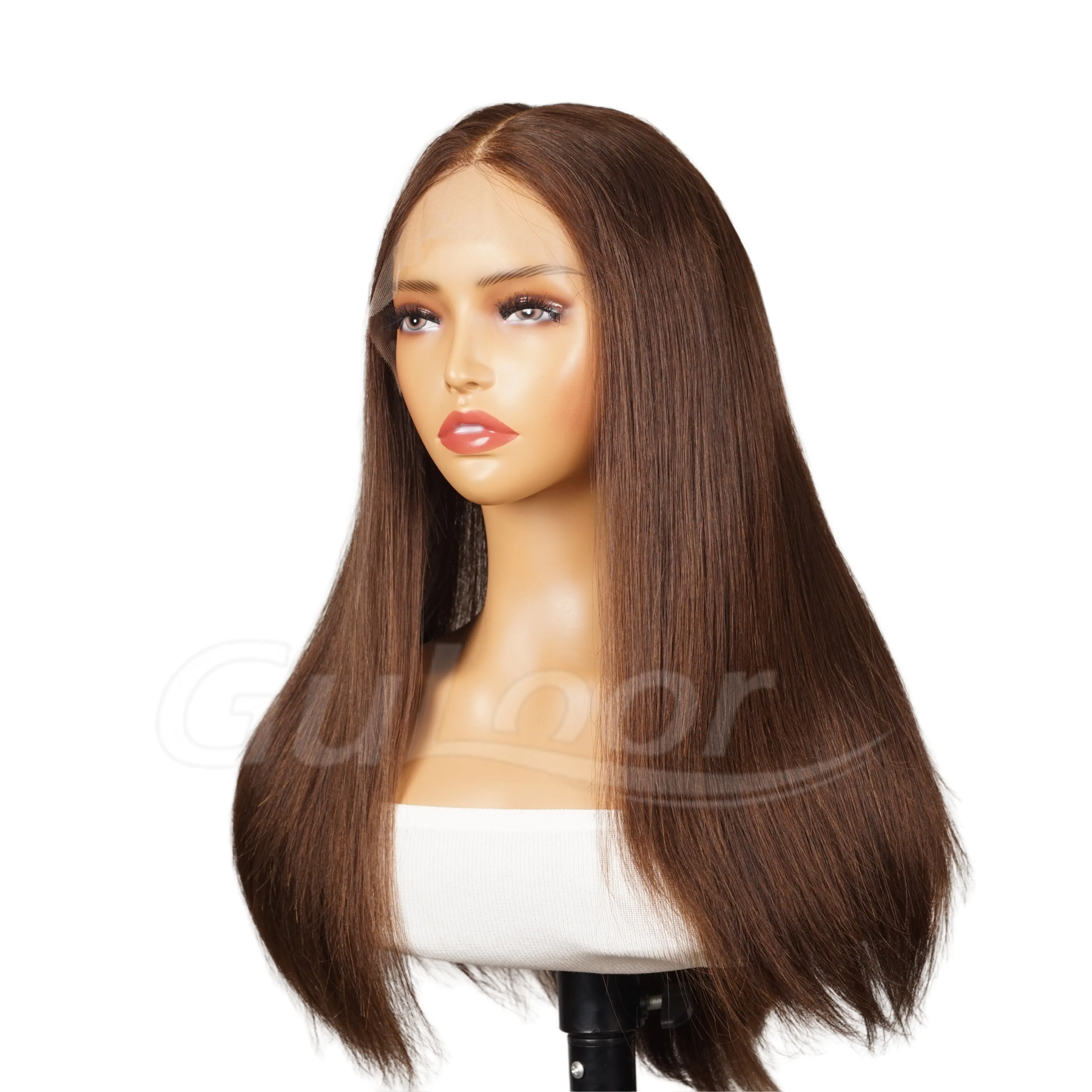 Natural Straight 22 Inches 100% Human Hair Front Lace Wig Color H-004