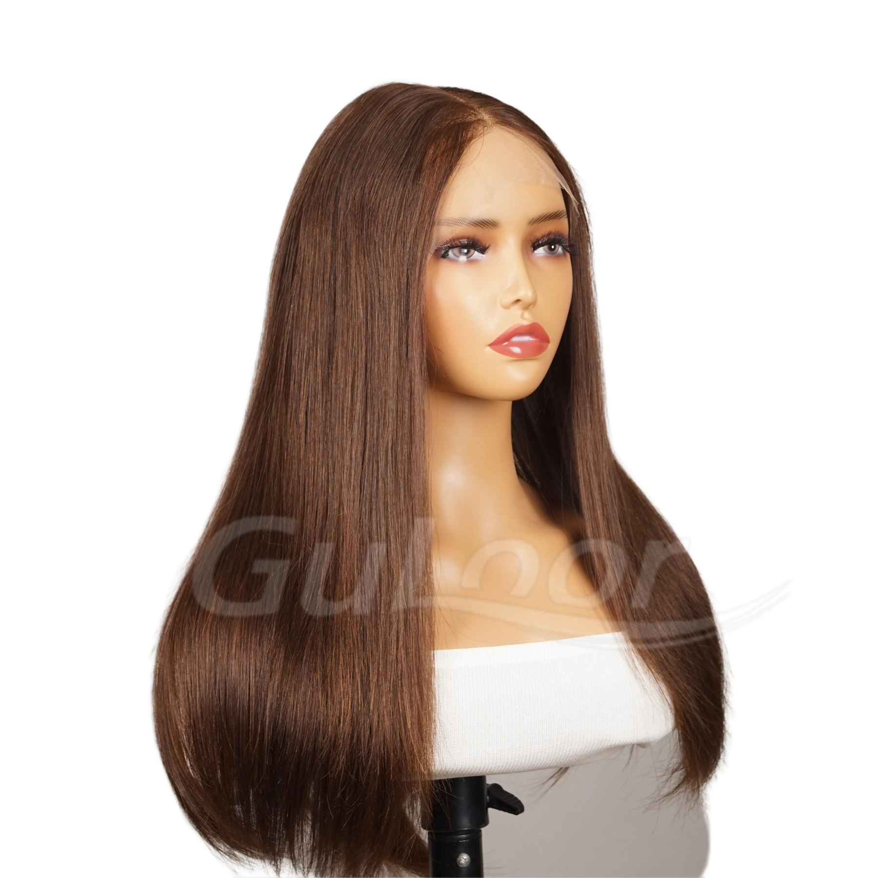 Natural Straight 22 Inches 100% Human Hair Front Lace Wig Color H-004