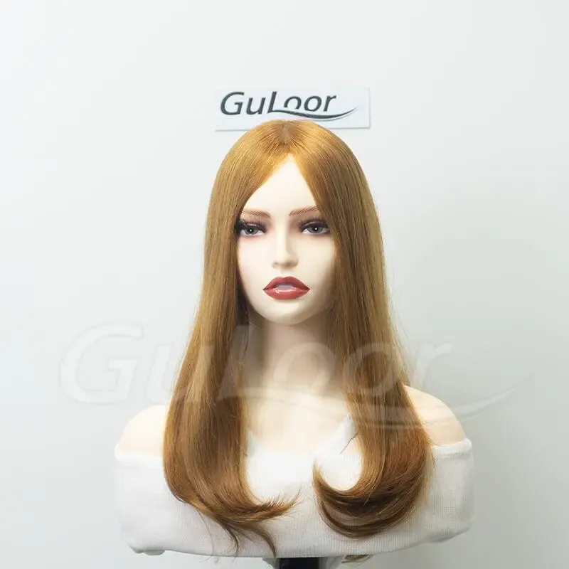 New Stock Jewish Medical Wigs16Inches Silk Top Front Lace All Hand Tied Made Color#30100% Chineses Virgin Hair-Guloor