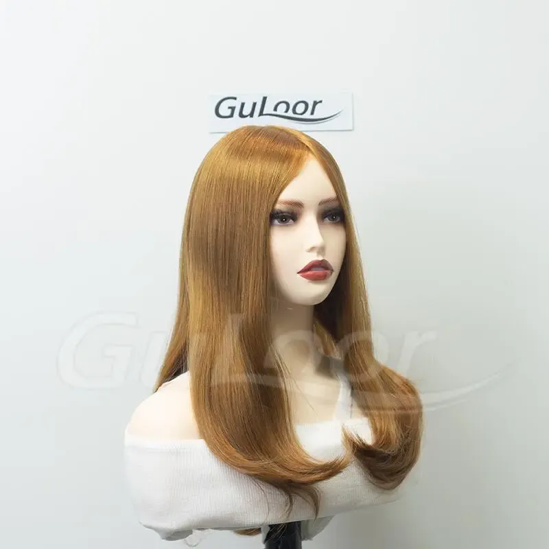 New Stock Jewish Medical Wigs16Inches Silk Top Front Lace All Hand Tied Made Color#30100% Chineses Virgin Hair-Guloor