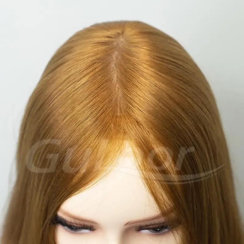 New Stock Jewish Medical Wigs16Inches Silk Top Front Lace All Hand Tied Made Color#30100% Chineses Virgin Hair-Guloor