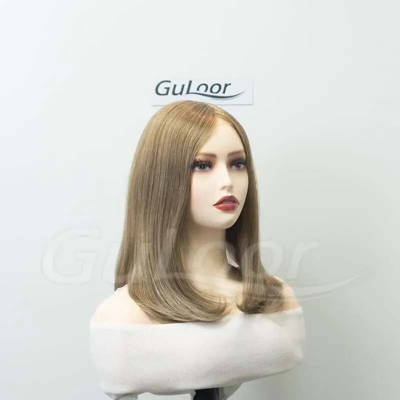New Stock Jewish Medical Wigs14Inches Silk Top Front Lace All Hand Tied Made Color#16/10/8 100% Chineses Virgin Hair-Guloor
