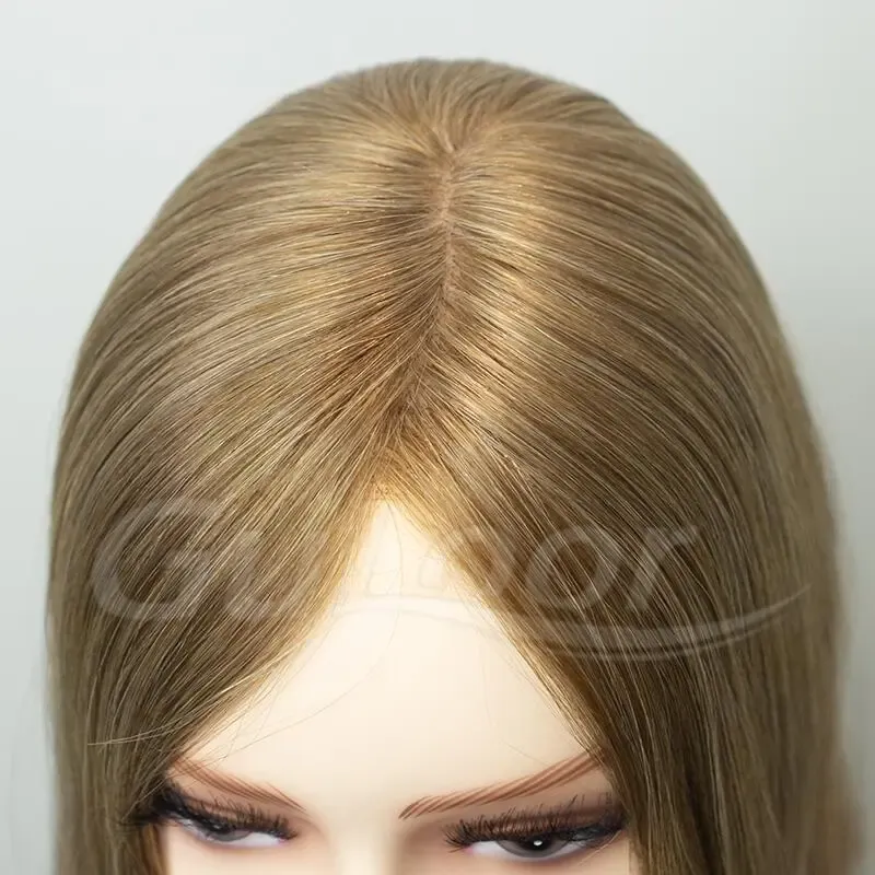 New Stock Jewish Medical Wigs14Inches Silk Top Front Lace All Hand Tied Made Color#16/10/8 100% Chineses Virgin Hair-Guloor