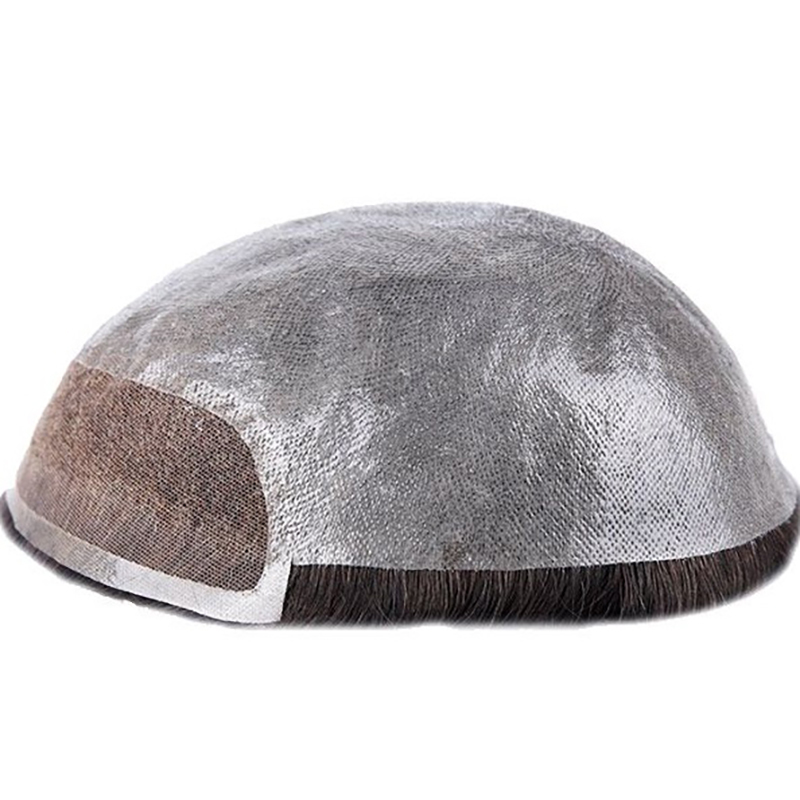 Full Skin Injection With Front Lace Men Toupee Straight 100% Natural Smooth Remy Indian Human Hair Replacement System-Guloor