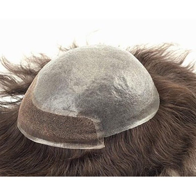 Full Skin Injection With Front Lace Men Toupee Straight 100% Natural Smooth Remy Indian Human Hair Replacement System-Guloor