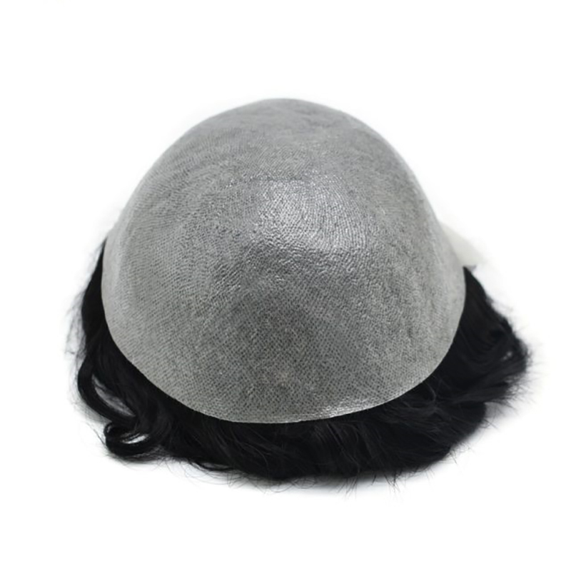 Full Skin V-loop Men Toupee Straight 100% Natural Smooth Remy Indian Human Hair Replacement System