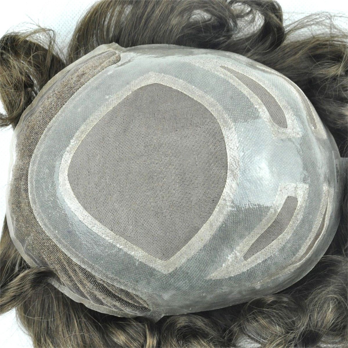 Mens Toupee Hairpiece Versatile Human Hair Systems 1B50#