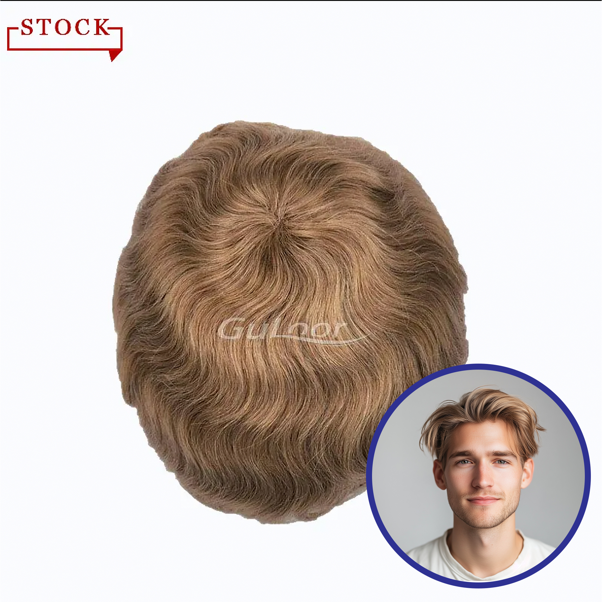 Men’s Toupee Color #2010 | Q6 French Lace Front and PU Sides | Guloor Hair