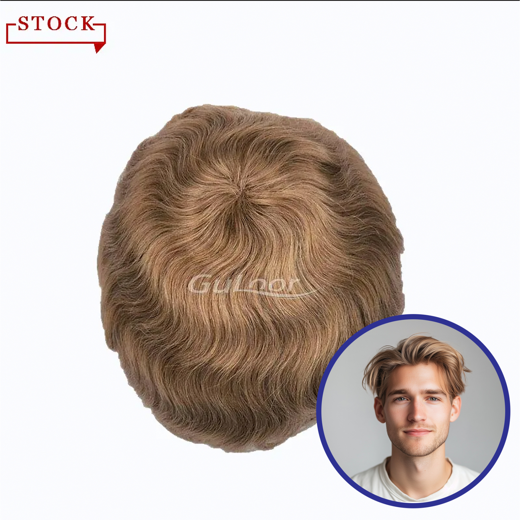 Men’s Toupee Color #2010 | Q6 French Lace Front and PU Sides | Guloor Hair