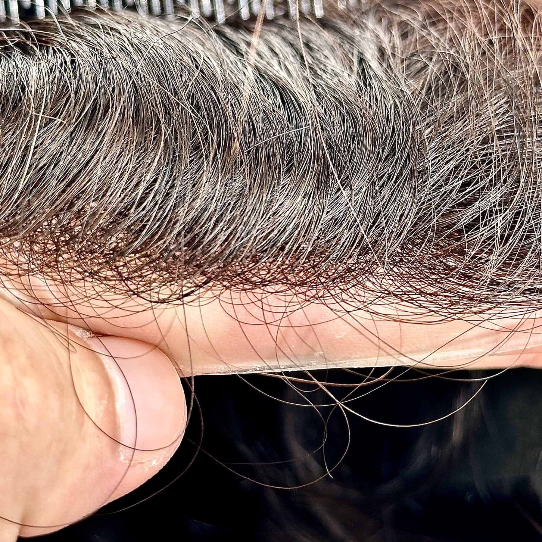 Custom Order Human Hair Full Skin V-loop #1 mix 50-60-70 Men Hair system