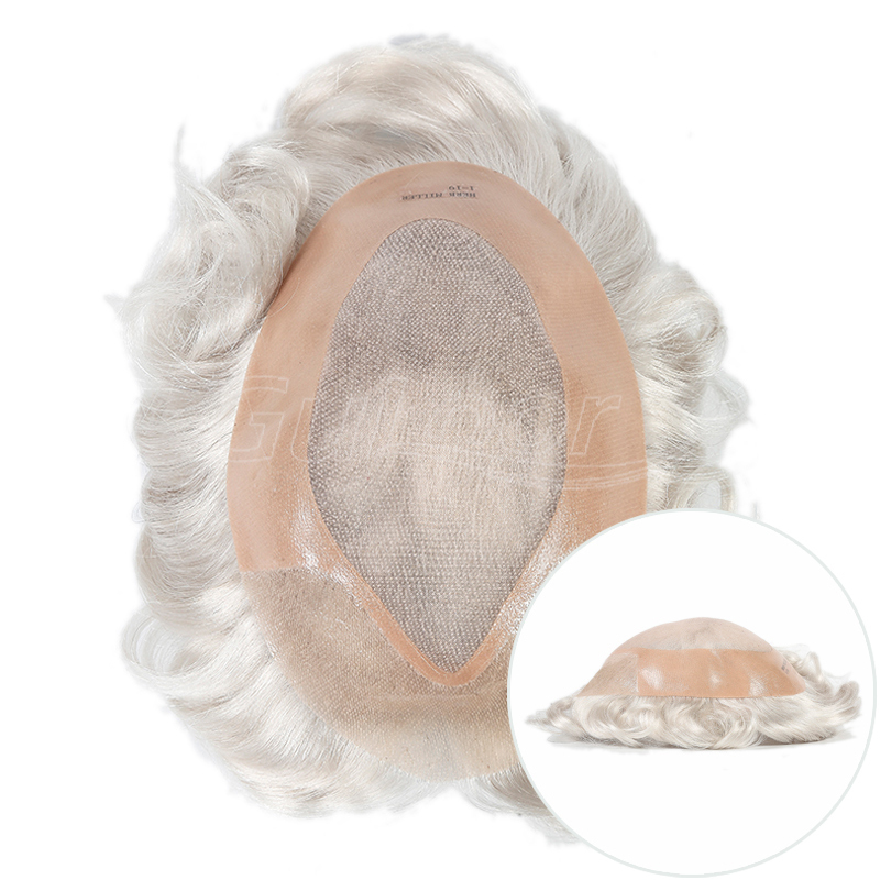 China Factory Wholesale Fine Mono PU Perimeter Lace Front Hairpiece for Men