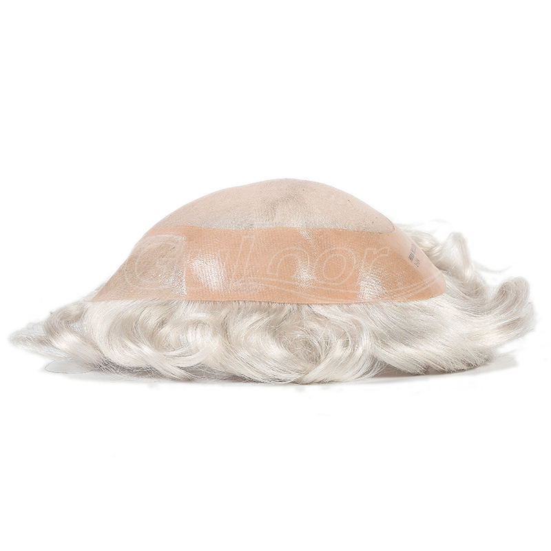 China Factory Wholesale Fine Mono PU Perimeter Lace Front Hairpiece for Men