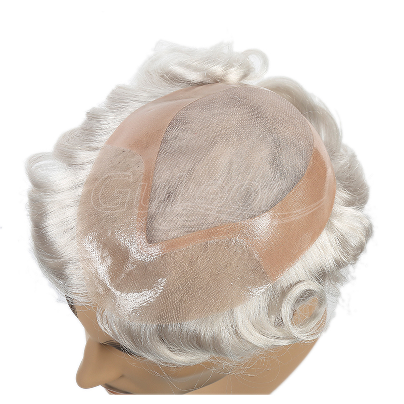 China Factory Wholesale Fine Mono PU Perimeter Lace Front Hairpiece for Men