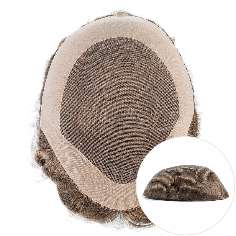 Qingdao Factory PU Perimeter Fine Mono Mens Human Hair Wigs Hair Systems