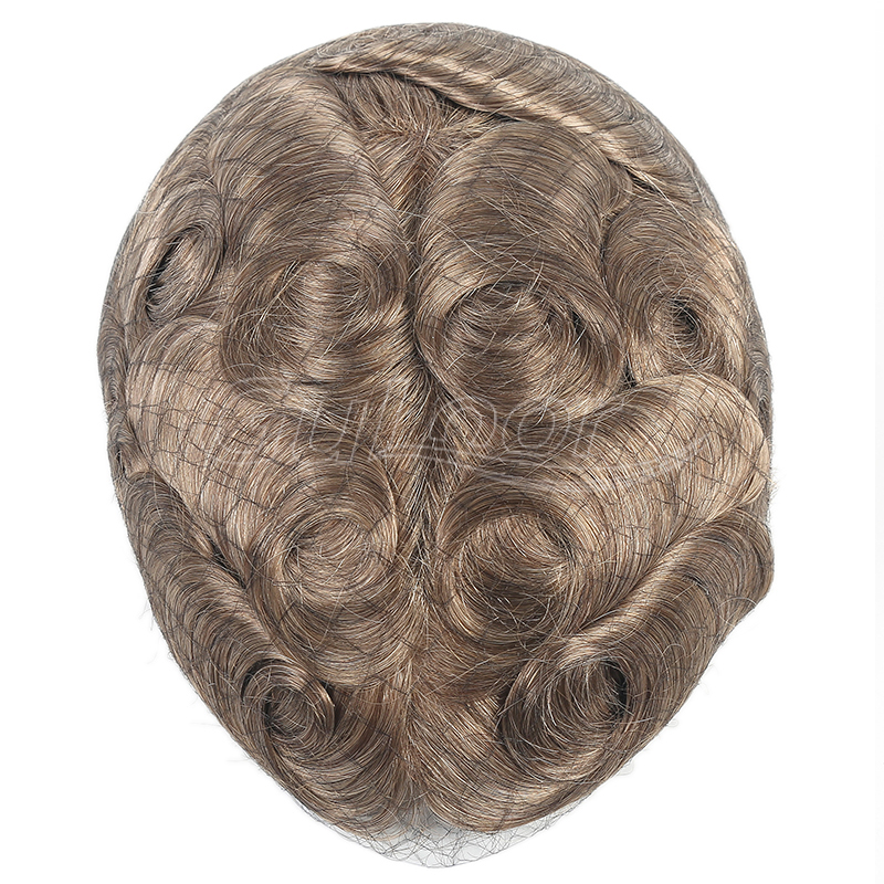 Qingdao Factory PU Perimeter Fine Mono Mens Human Hair Wigs Hair Systems