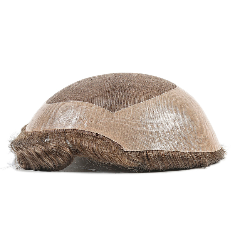 Qingdao Factory PU Perimeter Fine Mono Mens Human Hair Wigs Hair Systems