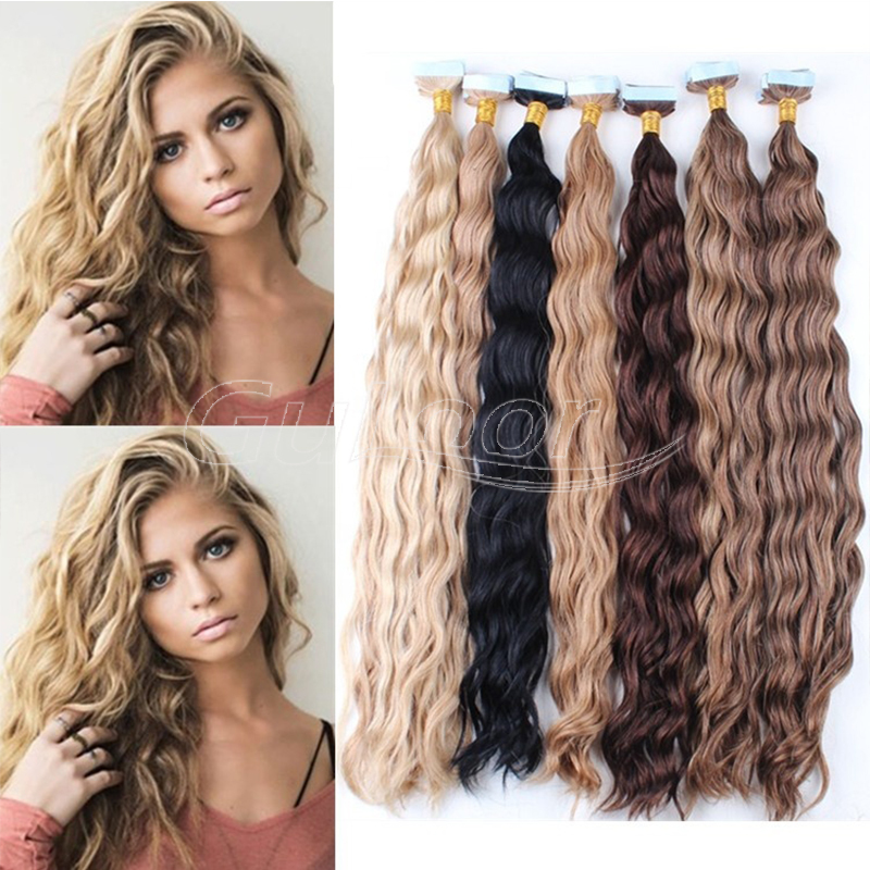 Wholesale 9A Russian Remy Tape Hair Extensions Double Drawn Tape In Hair Extensions Virgin Human Tape Hair-Guloor