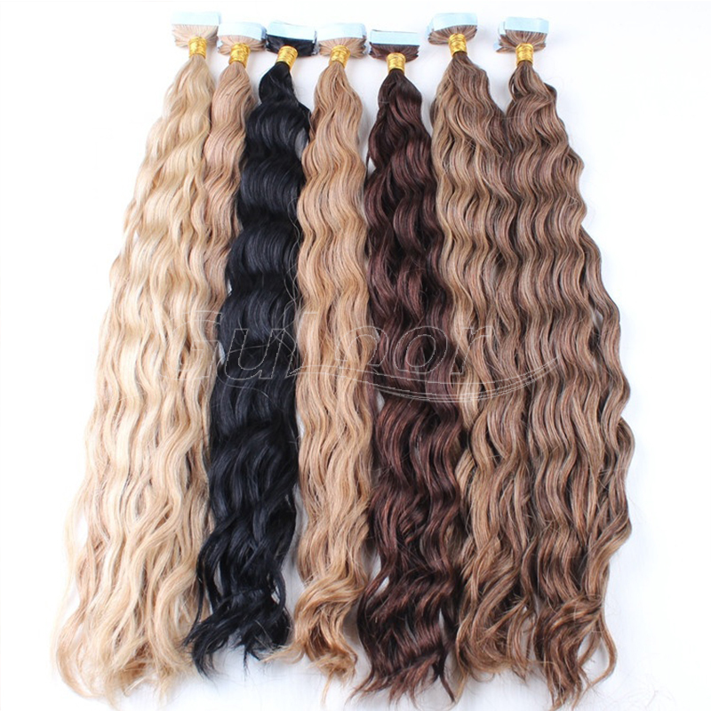 Wholesale 9A Russian Remy Tape Hair Extensions Double Drawn Tape In Hair Extensions Virgin Human Tape Hair-Guloor