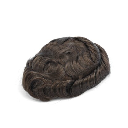 Mens Toupee Hairpiece Skin Human Hair Systems 5#