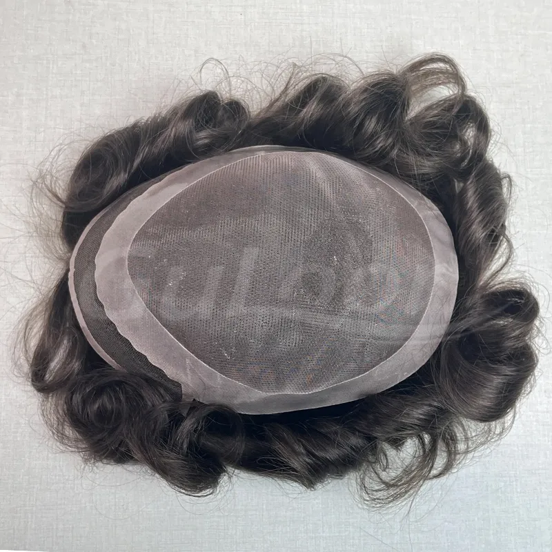 Custom Mono#3+peripheral PU+front lace Base 6 inches 130 Density 100% human hair