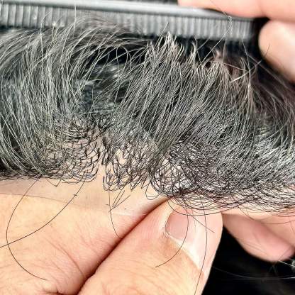 SKIN-Custom Order Human Hair Skin V-loop Natural black Men toupee