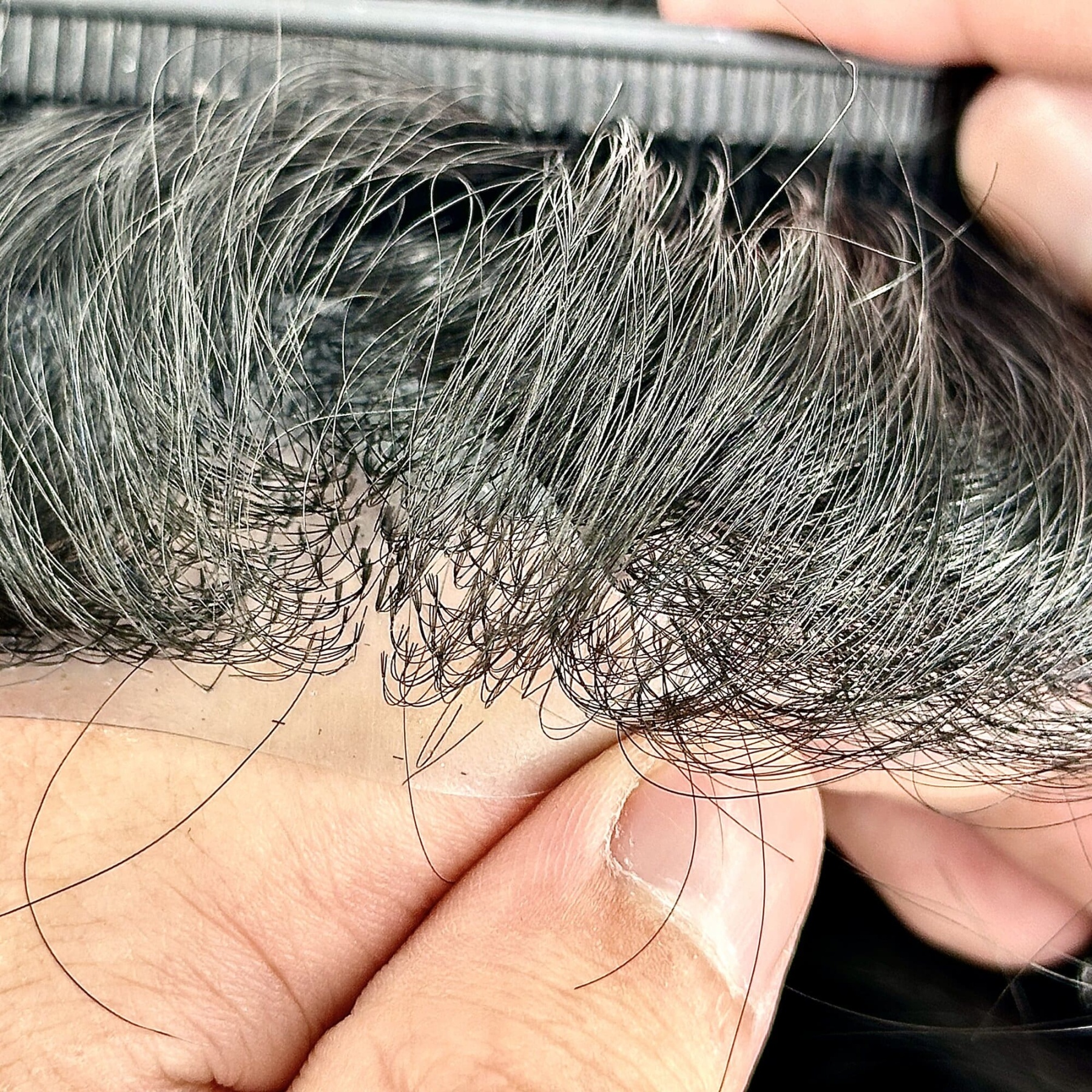 Mens Toupee Hairpiece Mirage Human Hair Systems 1#(Deep Black)