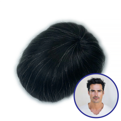Custom Order Human Hair Skin V-loop #1 mix 10-20 Men toupee