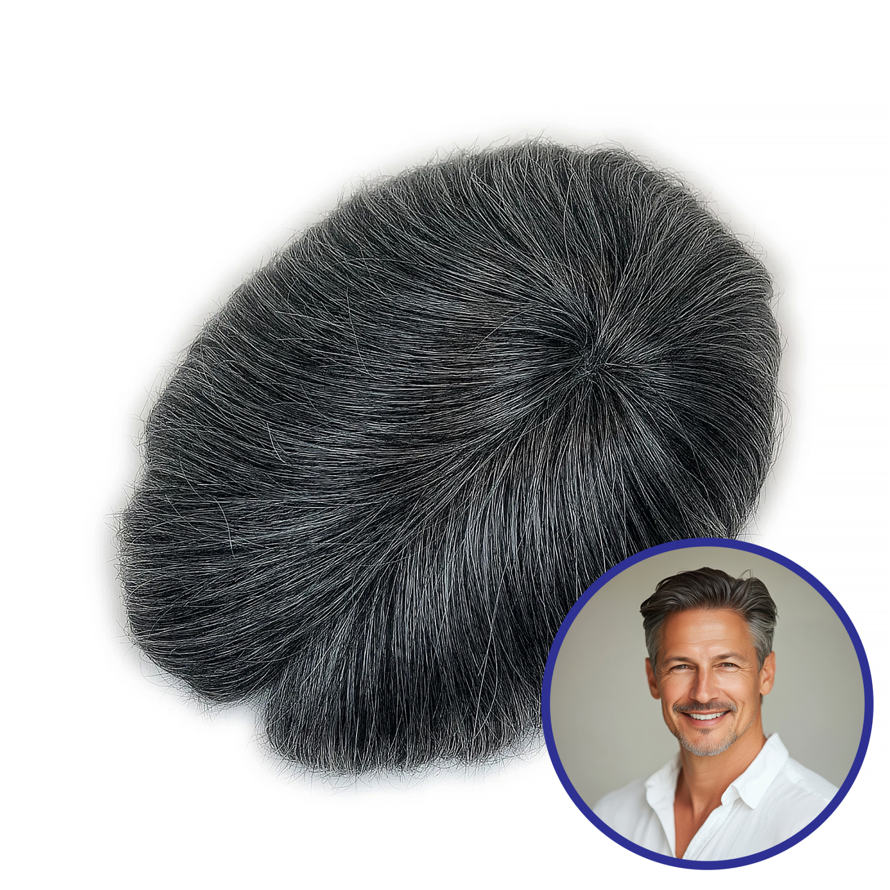 Custom Order Human Hair Full Skin V-loop #1 mix 50-60-70 Men Hair system