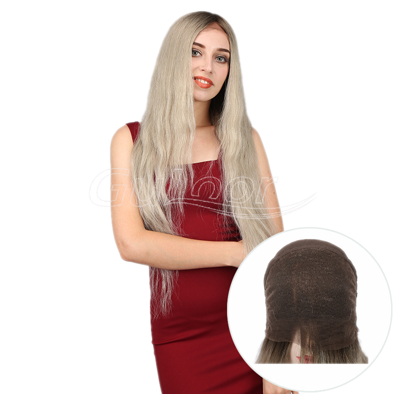 Ashy Blonde Ombre Color Natural Wave Full Lace Wig