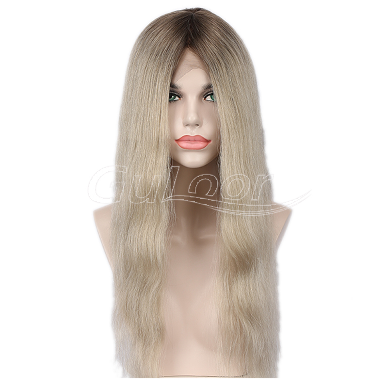 Ashy Blonde Ombre Color Natural Wave Full Lace Wig